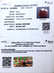 8.62/CT Natural Neo Burma Ruby with Govt. Lab Certificate (3441)