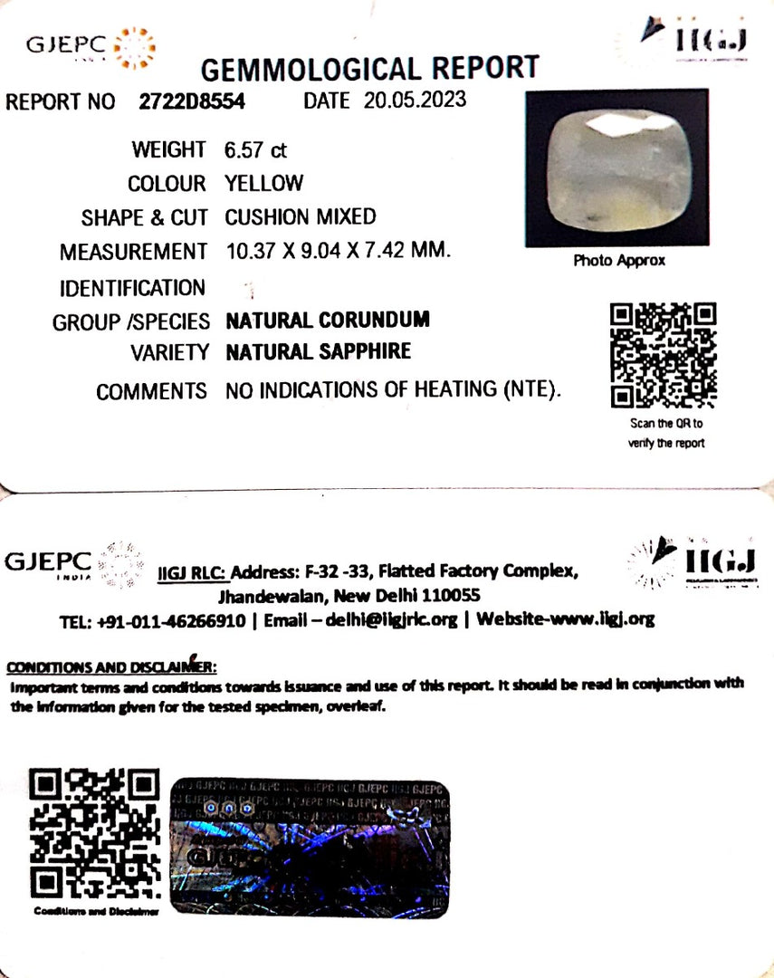 6.57/CT Natural Ceylonese Pukhraj with Govt Lab Certificate (6771)