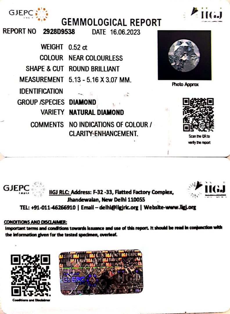 0.52/Cents Natural Diamond With Govt. Lab Certificate (120000)