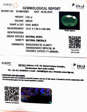 2.95/CT Natural Panna Stone with Govt. Lab Certificate  (6771)