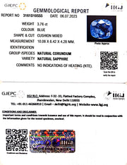 3.76/CT Natural Blue Sapphire with Govt Lab Certificate-BLUSA9S