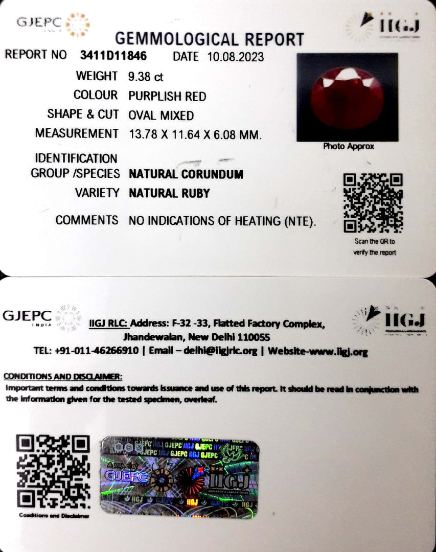 9.38/CT Natural Neo Burma Ruby with Govt. Lab Certificate (5661)