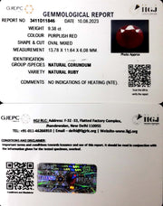 9.38/CT Natural Neo Burma Ruby with Govt. Lab Certificate (5661)