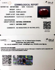 5.84/CT Natural Mozambique Ruby with Govt. Lab Certificate (23310)