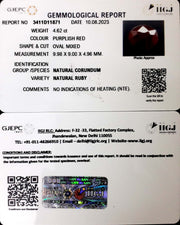 4.62/CT Natural Neo Burma Ruby with Govt. Lab Certificate (4551)