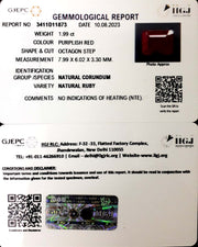 1.99/CT Natural Mozambique Ruby with Govt. Lab Certificate (12210)