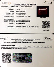 1.88/CT Natural Neo Burma Ruby with Govt. Lab Certificate (3441)