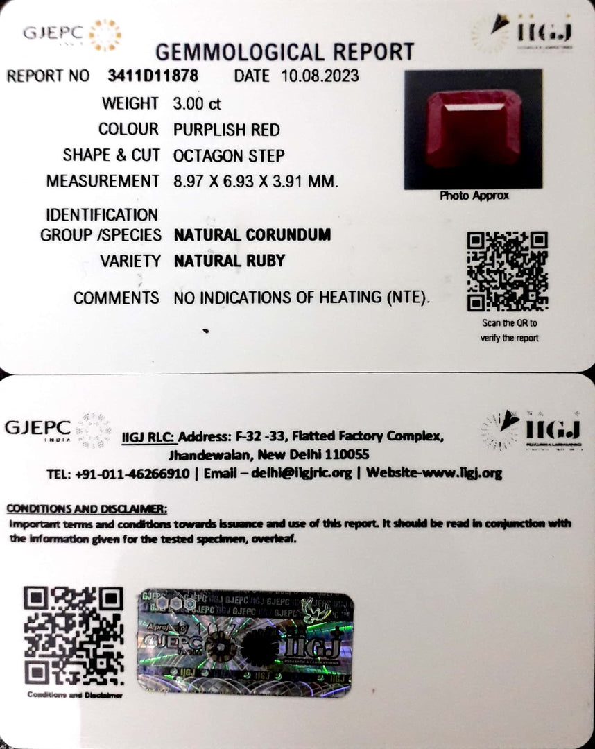 3.33/CT Natural Neo Burma Ruby with Govt. Lab Certificate(5661)