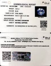 3.80/CT Natural Blue Sapphire with Govt Lab Certificate-BLUSA9A