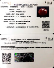 7.63/CT Natural Neo Burma Ruby with Govt. Lab Certificate (3441)