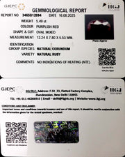 5.49/CT Natural Neo Burma Ruby with Govt. Lab Certificate (4551)