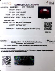 3.13/CT Natural Neo Burma Ruby with Govt. Lab Certificate (4551)