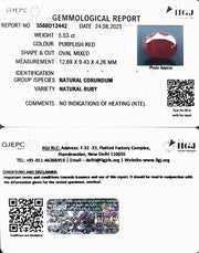 5.53/CT Natural Neo Burma Ruby with Govt. Lab Certificate (4551)