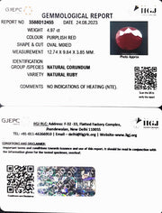 4.97/CT Natural Neo Burma Ruby with Govt. Lab Certificate (4551)