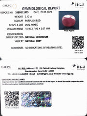 3.12/CT Natural Neo Burma Ruby with Govt. Lab Certificate (2331)