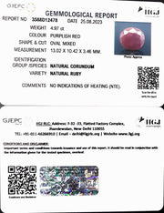 4.97/CT Natural Neo Burma Ruby with Govt. Lab Certificate (2331)