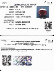 5.58/CT Natural Neo Burma Ruby with Govt. Lab Certificate (3441)