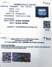 4.74/Carat Natural Blue Sapphire