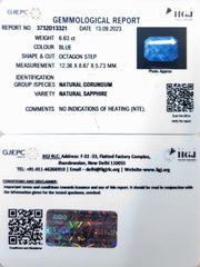 6.63/Carat Natural Blue Sapphire with Govt Lab Certificate (6771)