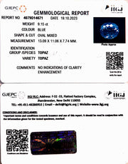 9.15/CT Blue Topaz with Govt Lab Certificate-(1665)
