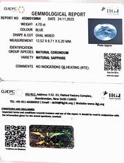 4.70/CT Natural Blue Sapphire with Govt Lab Certificate-BLUSA9U
