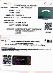 3.14/CT Natural Panna Stone with Govt. Lab Certificate