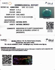 5.75/CT Natural Panna Stone with Govt. Lab Certificate  (23310)