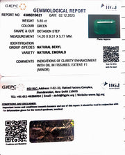 5.85/CT Natural Panna Stone with Govt. Lab Certificate  (23310)