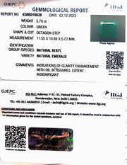 5.70/CT Natural Panna Stone with Govt. Lab Certificate  (8991)