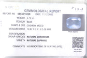C/CT Natural Blue sapphire with Govt Lab Certificate-BLUSA9T