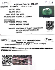 3.96/CT Natural Panna Stone with Govt. Lab Certificate (1221)