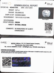 3.97/CT Natural Zircon with Govt. Lab certificate (4551)