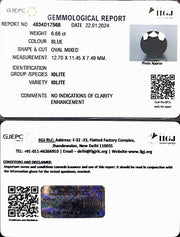 6.68/CT Natural Iolite with Govt Lab Certificate (1221)