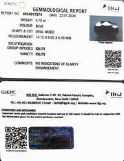 5.70/CT Natural Iolite with Govt Lab Certificate (1221)