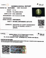 Load image into Gallery viewer, 4.72/CT Natural Chrysoberyl Cat&#39;s Eye with Govt. Lab Certificate (6771)
