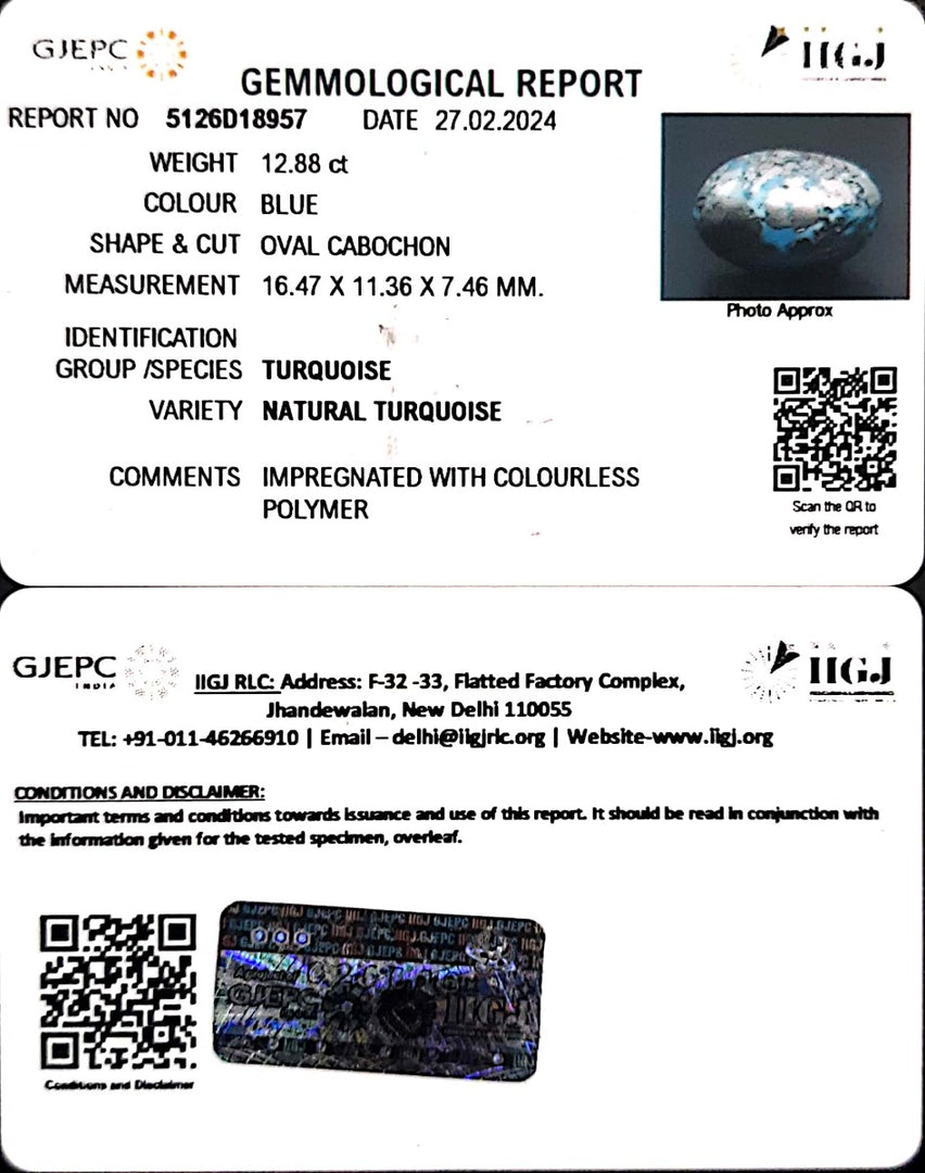 12.88/CT Natural Govt. Lab Certified Turquoise (832)