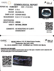 3.10/CT Natural Zircon with Govt. Lab certificate (4551)
