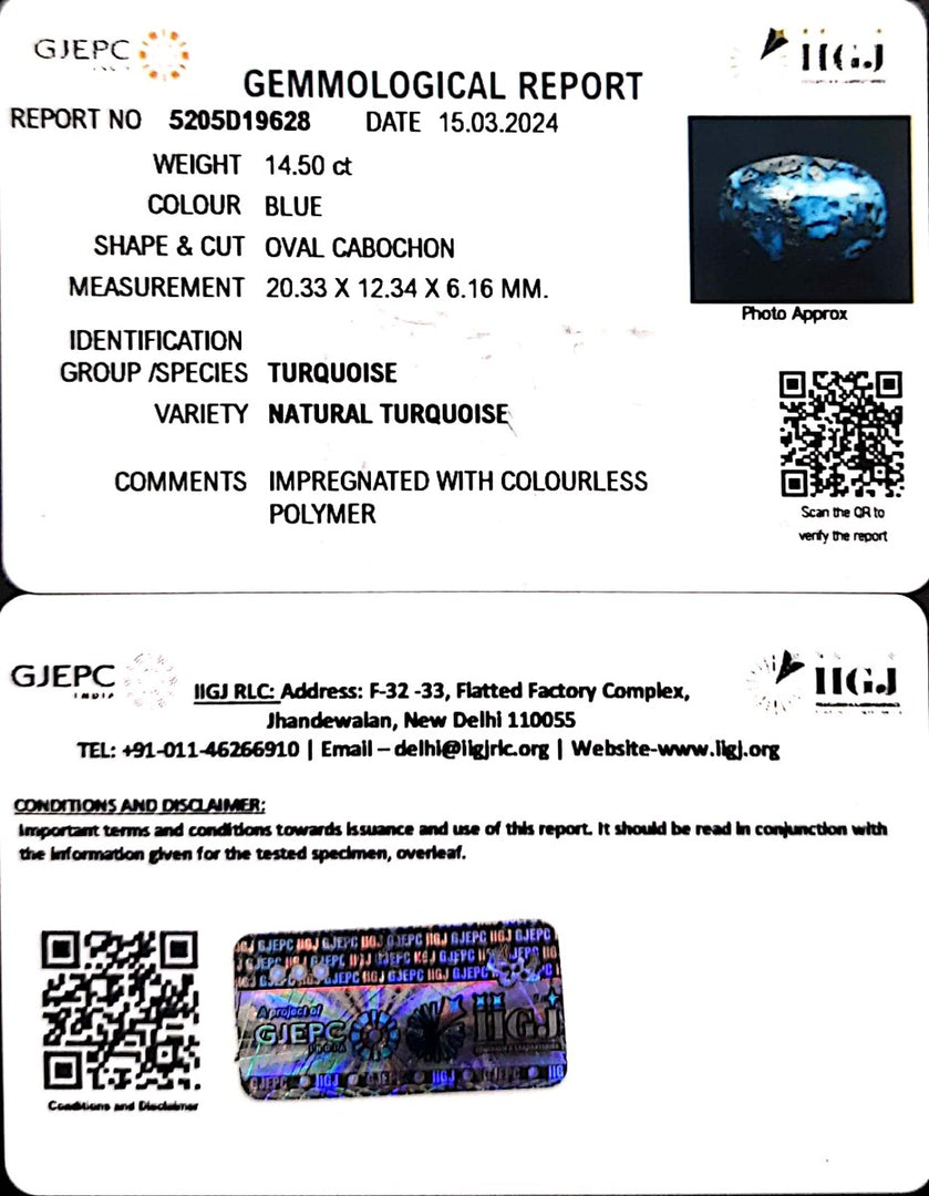 14.50/CT Natural Govt. Lab Certified Turquoise-1221