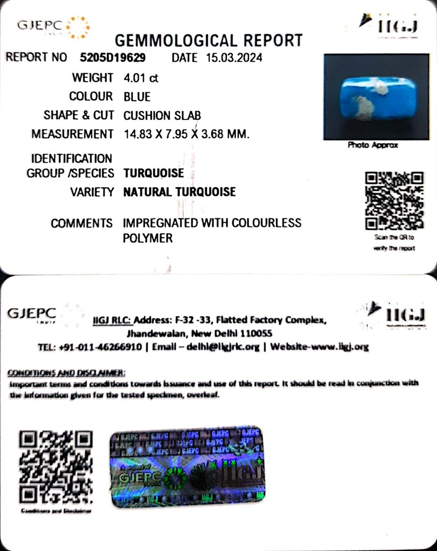 4.01/CT Natural Govt. Lab Certified Turquoise-1221