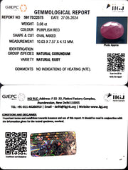 3.08/CT Natural Mozambique Ruby with Govt. Lab Certificate-12210