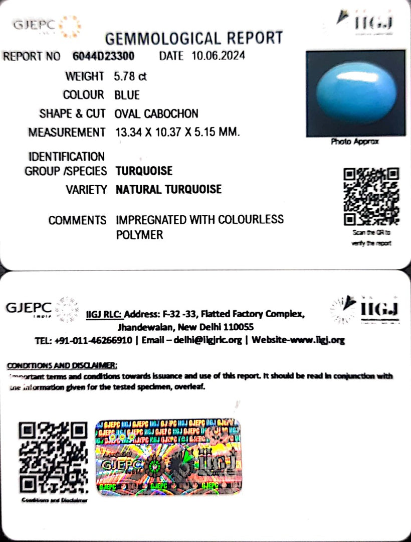 5.78/CT Natural Govt. Lab Certified Turquoise-832