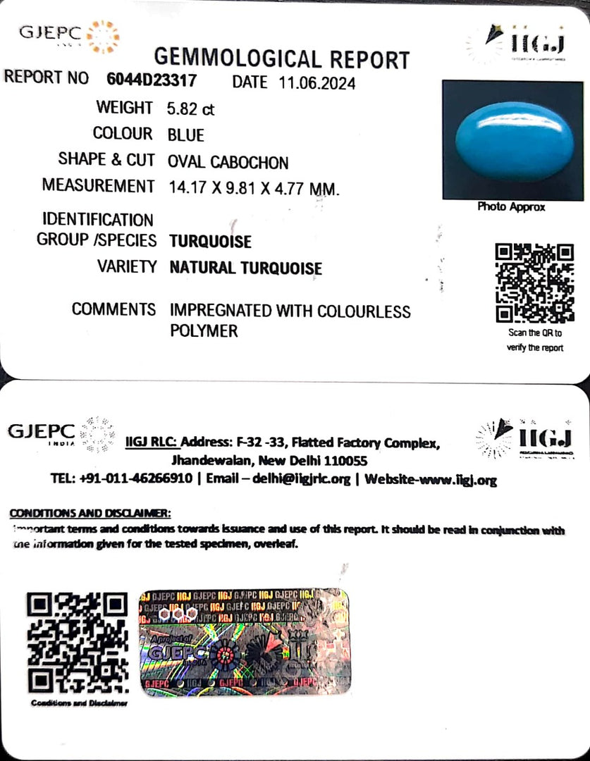 5.82/CT Natural Govt. Lab Certified Turquoise-832