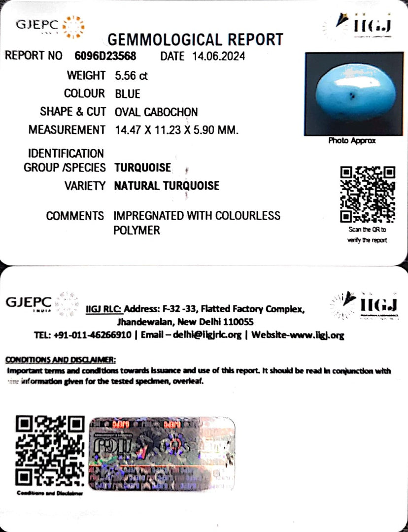 5.56/CT Natural Govt. Lab Certified Turquoise-1221