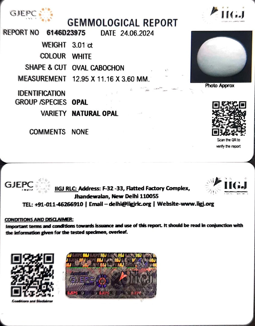 3.01/CT Natural Fire Opal with Govt. Lab Certificate-4551