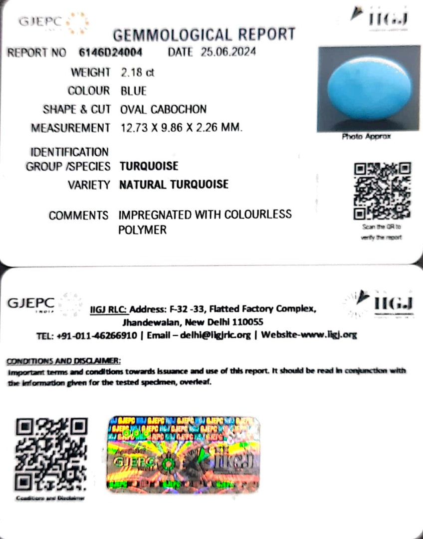 2.18/CT Natural Govt. Lab Certified Turquoise-832