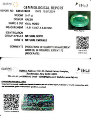 5.47/CT Natural Panna Stone with Govt. Lab Certificate-12210
