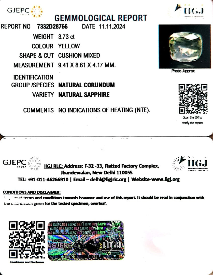 3.73/CT Natural Ceylonese Pukhraj with Govt Lab Certificate-34410