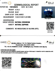 6.76/CT Natural Blue Sapphire with Govt Lab Certificate-2331