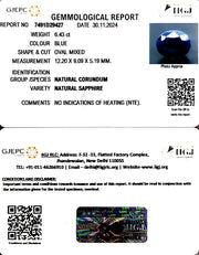 6.43/CT Natural Blue Sapphire with Govt Lab Certificate-2331