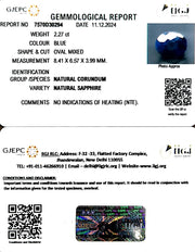 2.27/CT Natural Blue Sapphire with Govt Lab Certificate-2331
